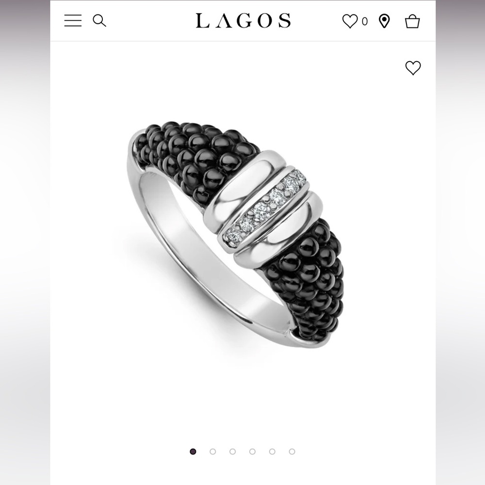 NWT Lagos Ceramic and Caviar Diamond Ring size 7